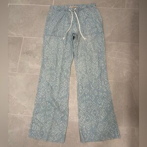 Bella Dahl Blue White Easy Pocket Wide Leg Pants Size Small